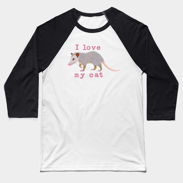 I Love My Cat Baseball T-Shirt by funhousejen